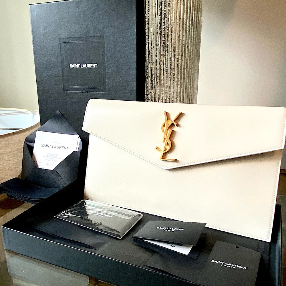 Saint Laurent YSL UPTOWN POUCH IN SHINY SMOOTH CALFSKIN LEATHER